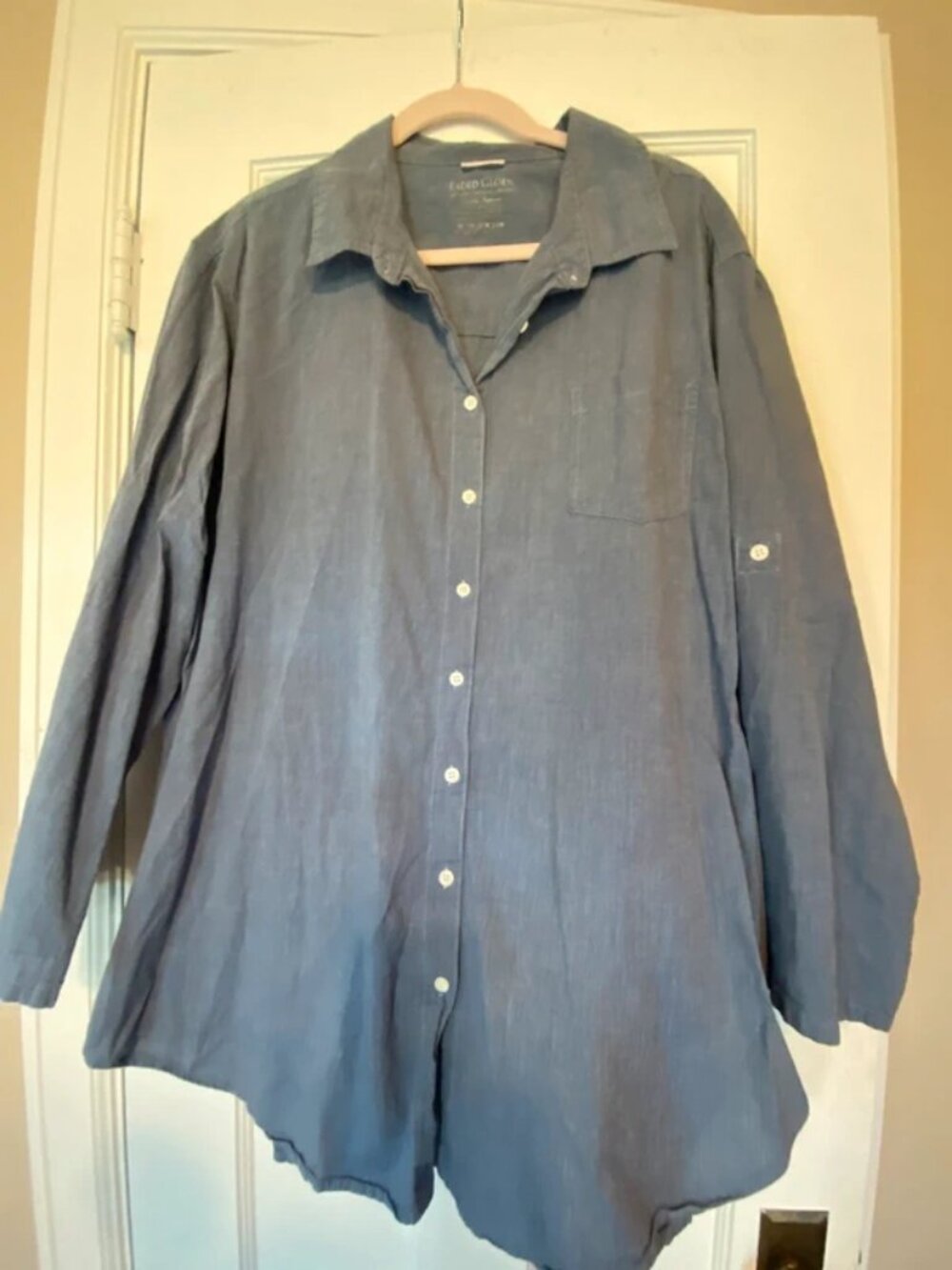 Womens plus size 3x faded glory denim chambray button front top